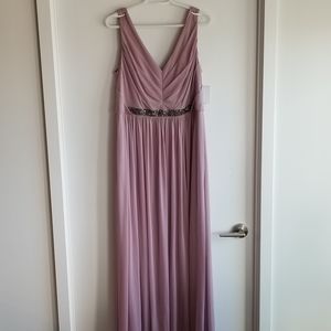 David's Bridal Long Bridesmaid Dress with V-neck